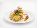 Kartoffelknödel mit Rauchfleisch gefüllt